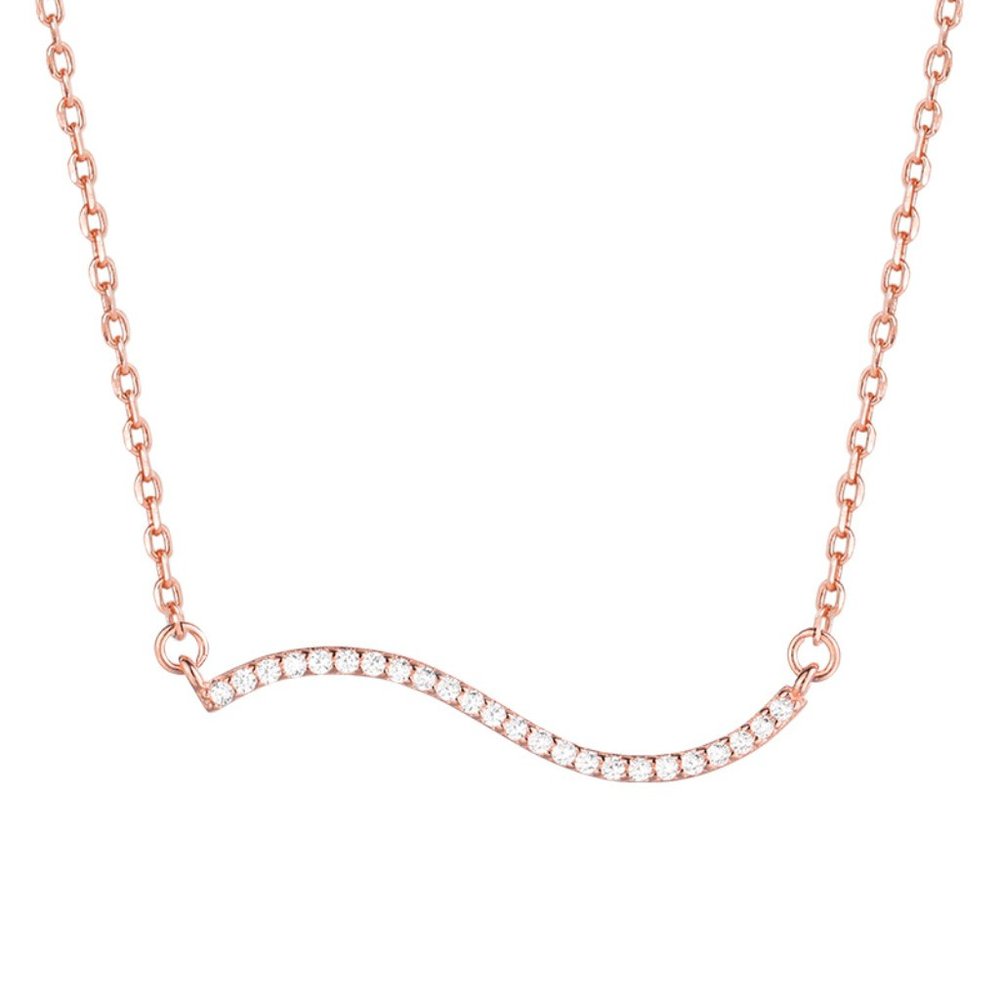 NEW Silver Rose Gold Simple Wave Necklace - Picture 5 of 6